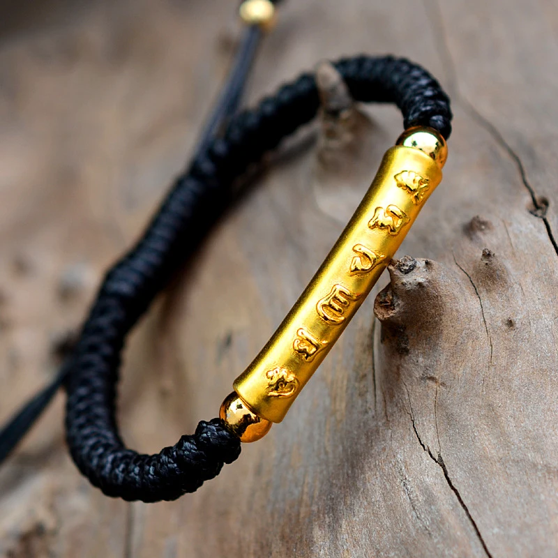 Браслеты и браслеты BOEYCJR с тибетской мантрой золотистого цвета ручная работа 999