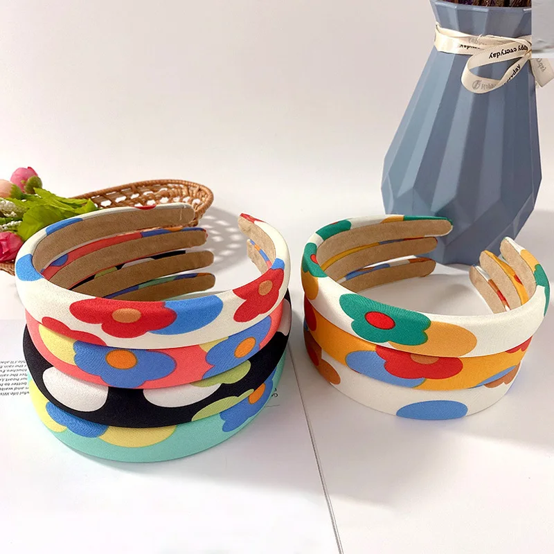 

Милые летние широкие повязки на голову с цветочным рисунком винтажные корейские женские повязки для волос модная повязка на голову тиара а...