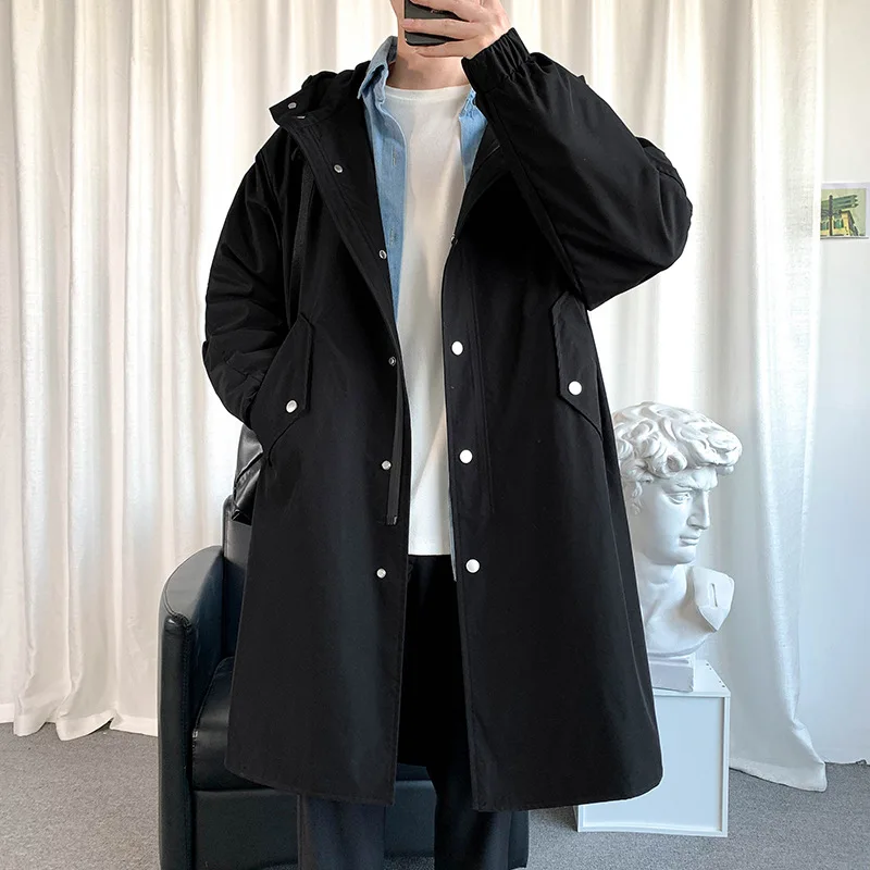 

2021 Spring Long Style Coat Men's High Quality Casual Trench Coat , Casual Hoooded Jackets Men,Men's Clothing Windbreakers