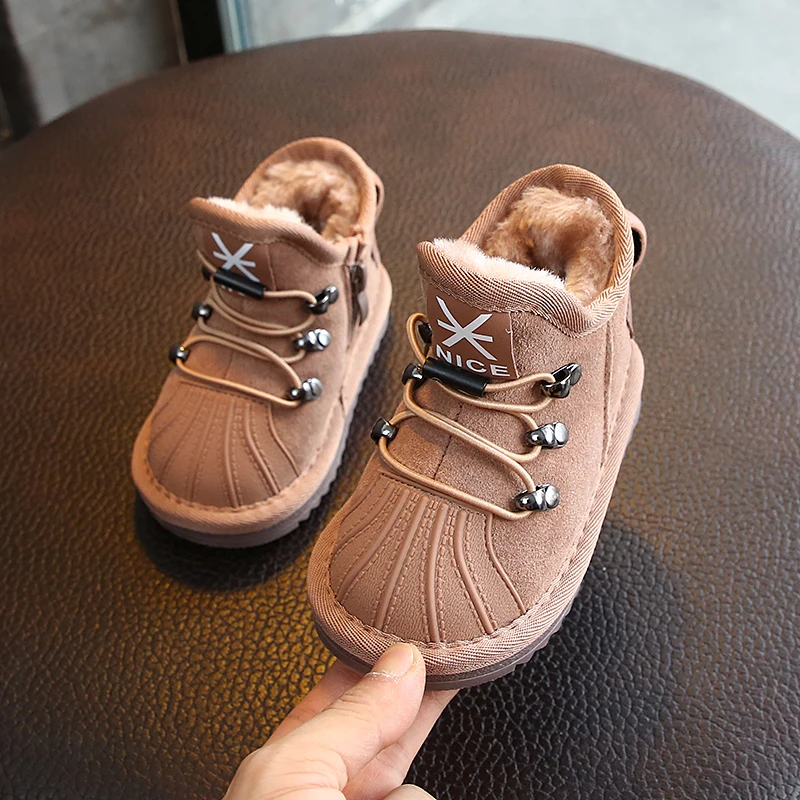 Зимние ботинки для девочек Новинка 2019 года теплая и нескользящая обувь из хлопка