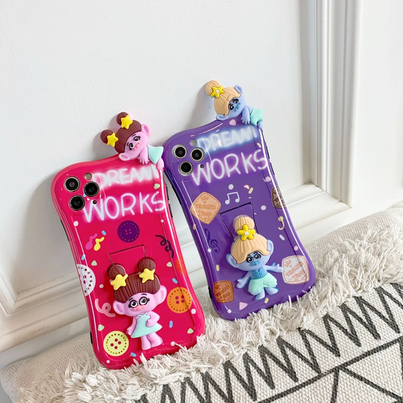 Милые с рисунком тролля кукла подставка чехол для телефона Apple iPhone 12 11 Pro Max XR X XS 8 7