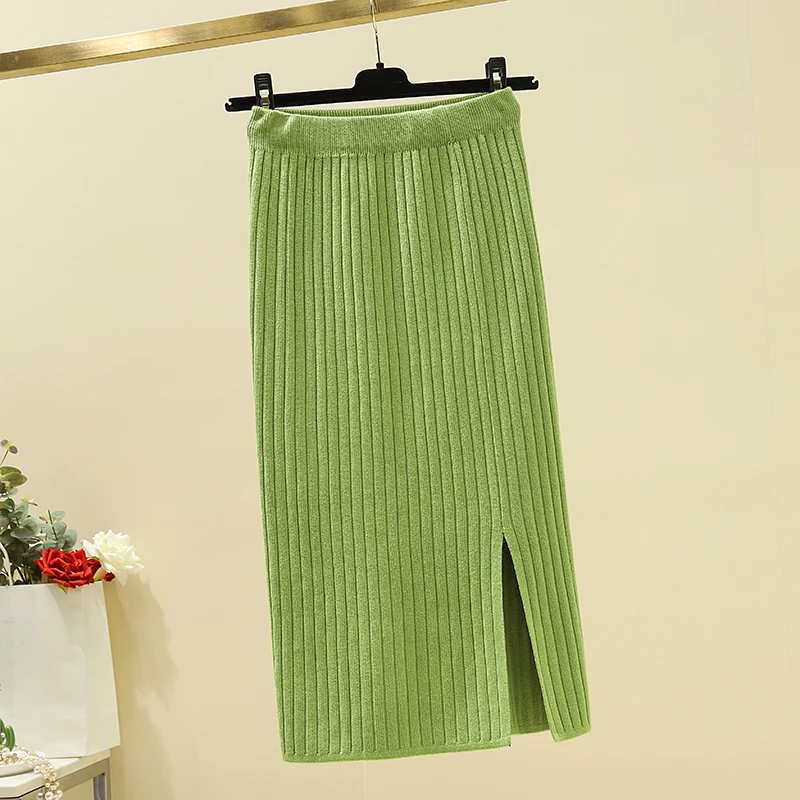 Юбка миди Осенняя шерстяная с высокой талией прямая|Женские юбки| |