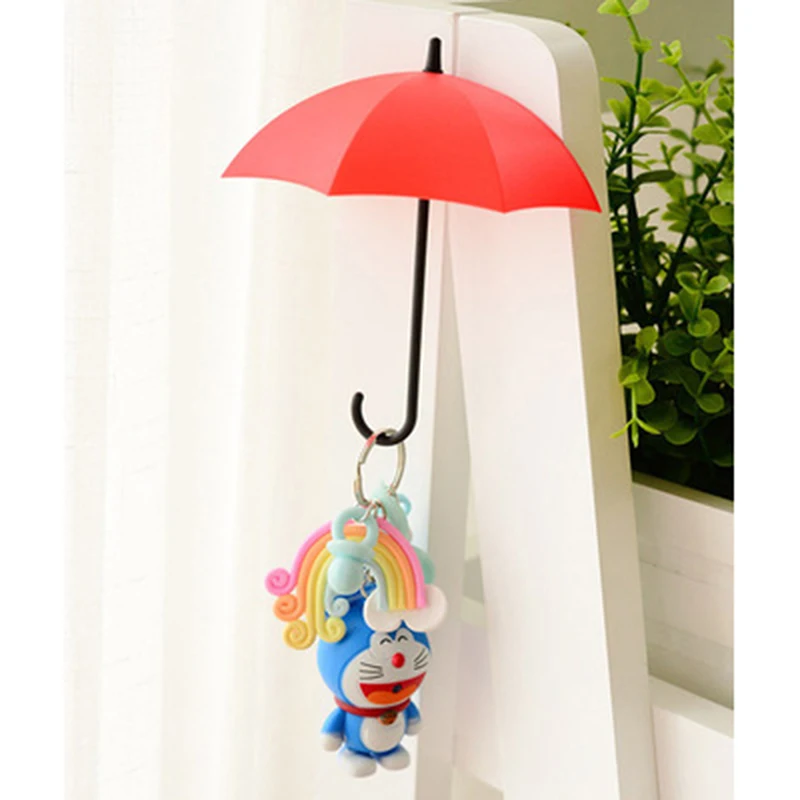 Зонт декоративный крючок без гвоздей самоклеящийся бесшовный Цветной Зонтик