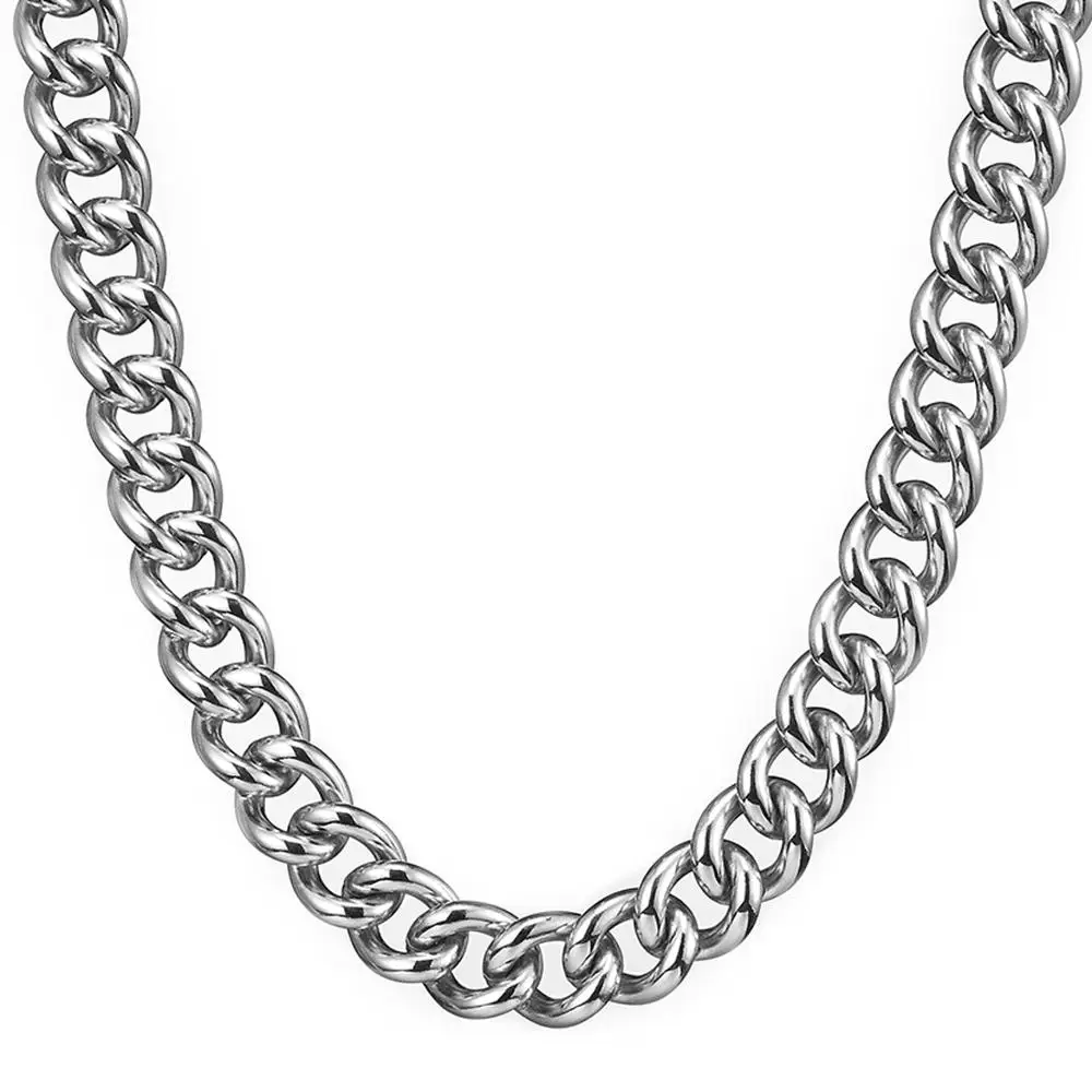 7/9/11/13/15MM Fashion Jewelry 316L Stainless Steel Silver Color Cuban Curb Link Chain Punk Men's Women's Necklace/Bracelet - купить