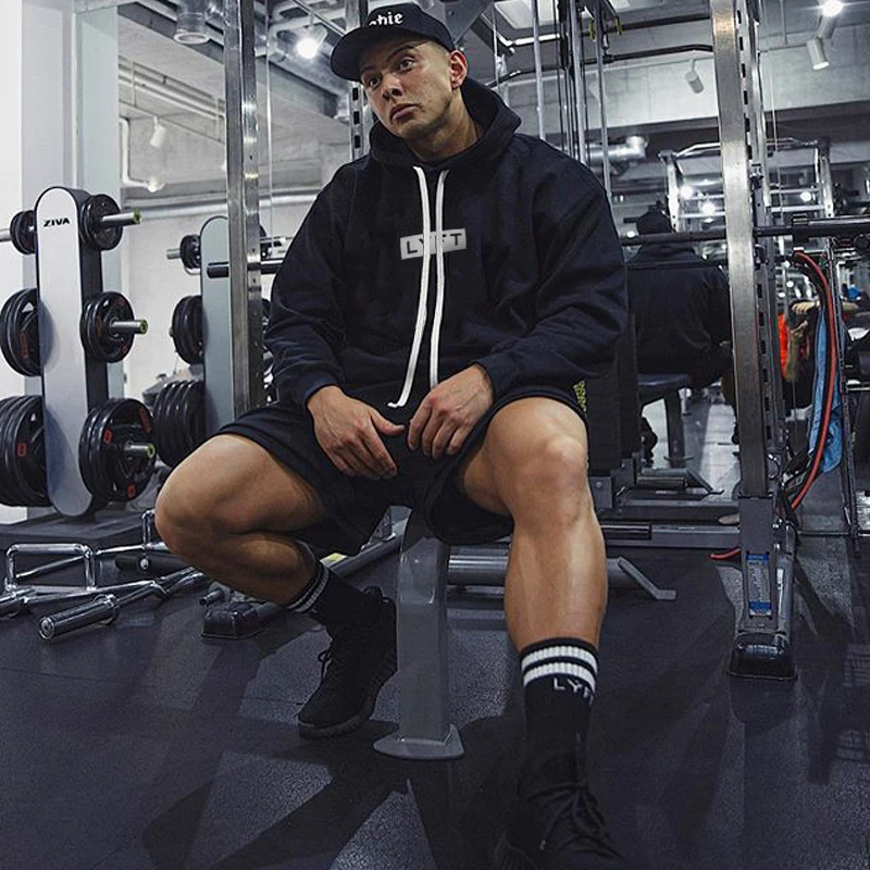 Толстовка мужская хлопковая для фитнеса и тренировок модный брендовый свитшот