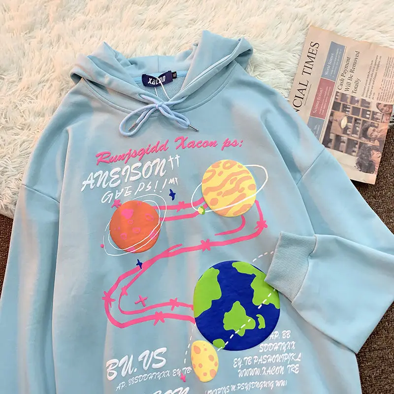 

Streetwear Goth Graphic Hoodie Letter Printing Swearshirt Oversized Clothes for Teens 2021 Autumn New Korean Fashion Tops Casual