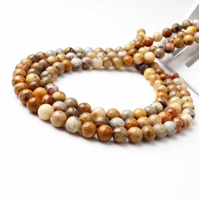 Модные натуральные ювелирные изделия LanLi 4/6/8/10/12 мм круглые свободные бусины из