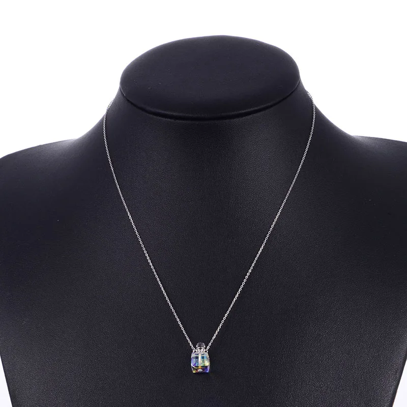 

HONGYE 925 Sterling Silver Necklace Fashion Personality Exquisite Crystal Treasure Box Pendant Necklace Fine Jewelry Best Gift