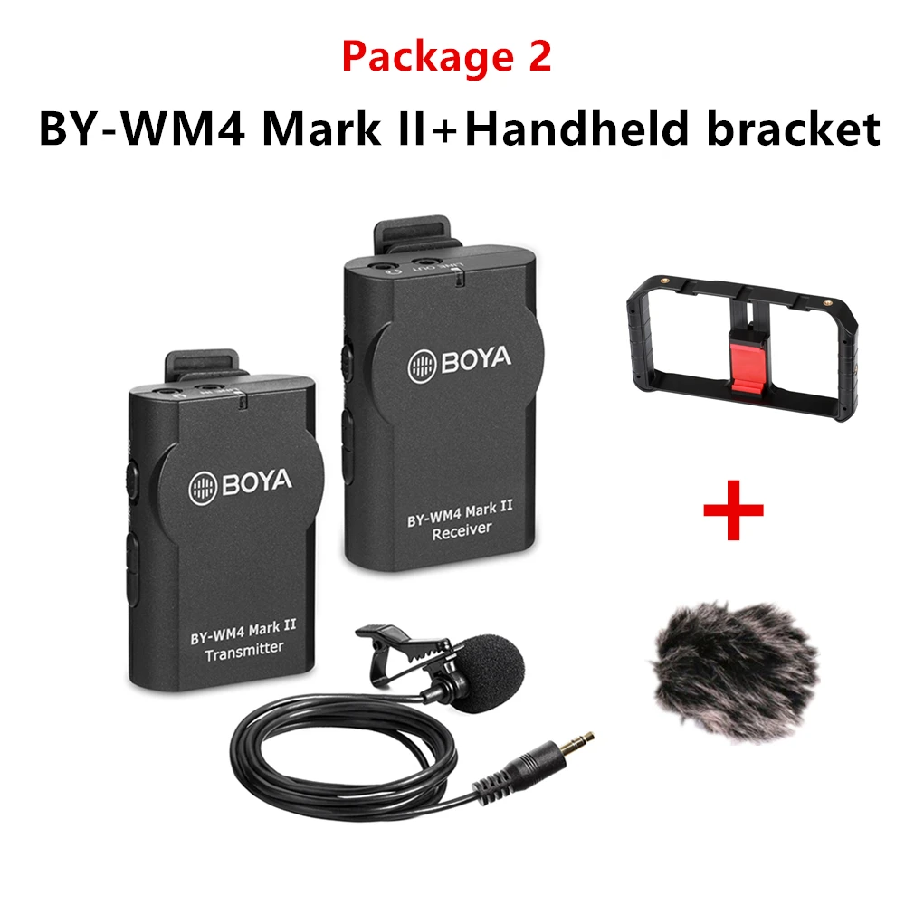 Package 2 BOYA BY-WM4 Mark II/Pro беспроводной микрофон системы петличный нагрудный микрофон для Canon Nikon sony DSLR видеокамеры рекордер для iPhone 6 - Цвет: Package 2