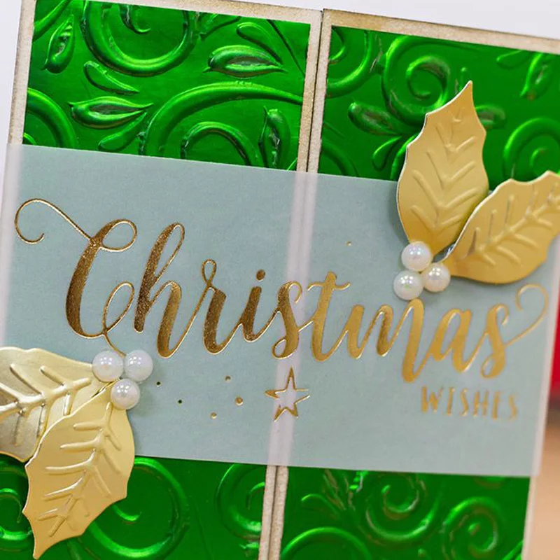 Рождественские пожелания Горячая Фольга пластина мерцание декоративные фразу