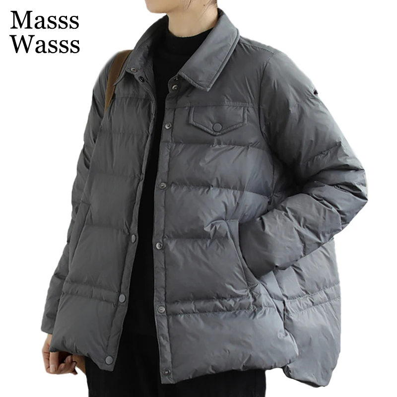 

Masss Wasss японский новый дизайн 2021 уличная одежда винтажная свободная Дамская куртка на утином пуху теплая женская зимняя куртка в стиле Харад...