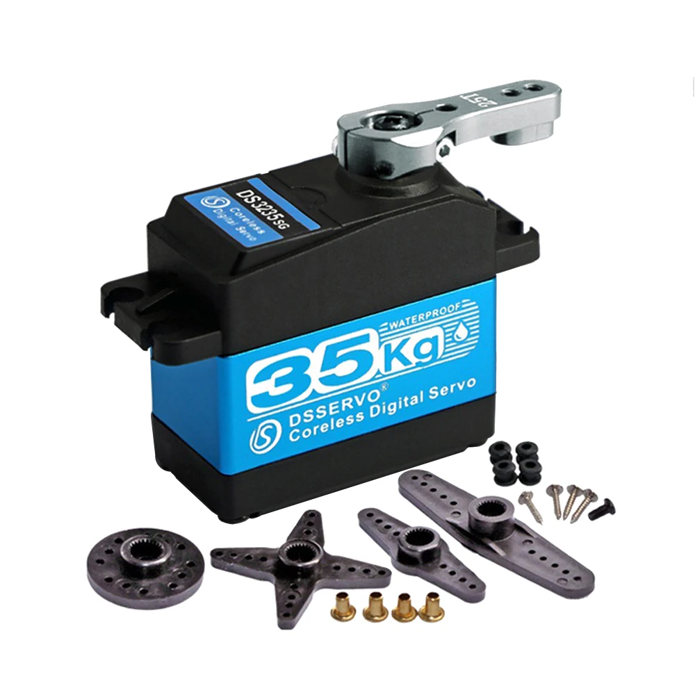 Водонепроницаемый DS3235SG 35 кг 5-7,4 В с большим крутящим моментом, металлическая шестерня, цифровой сервопривод, двойной шарикоподшипник для радиоуправляемого Arduino, робота-автомобиля, грузовика