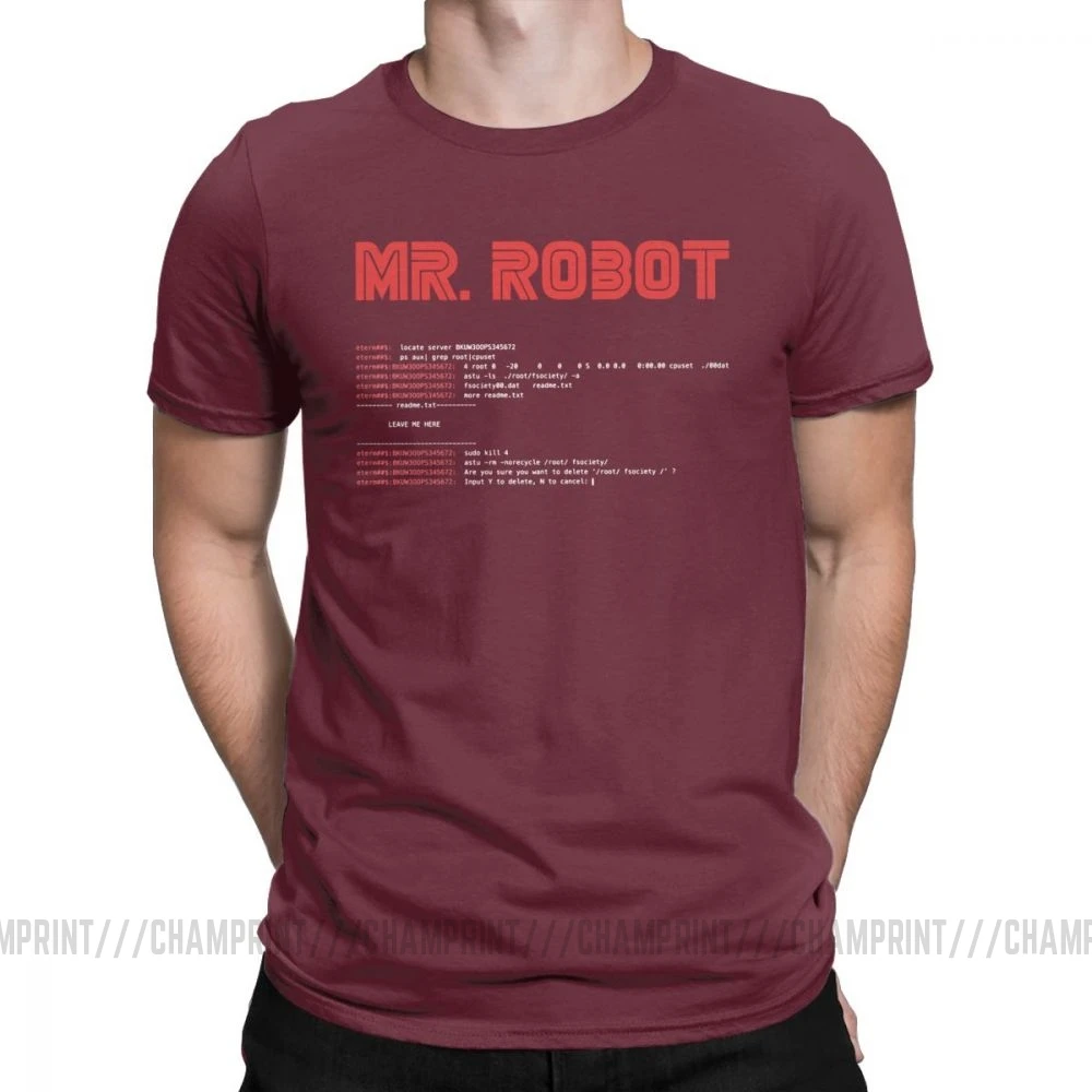 Бургундия Крутая футболка Mr Robot Программирование программист футболки разработчик футболки с кодом для мужчин вырез лодочкой хлопок короткий рукав Одежда большого размера - Цвет: Бургундия