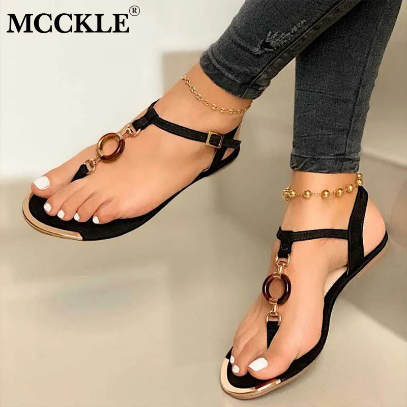 MCCKLE / модные женские сандалии с зажимом для носков женская обувь повседневная