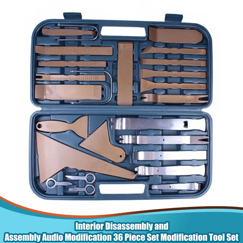

36pcs Car Exterior/Interior Trim Panel Plastic Dash Remove Pry Audio Stereo Refit Tool Kit With Case