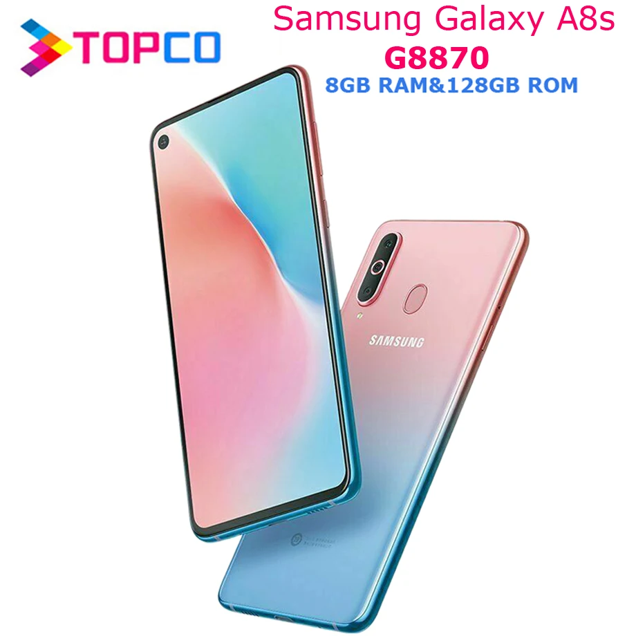 Samsung Galaxy A8s G8870 Dual Sim Восьмиядерный 6," 4 камеры 8 ГБ ОЗУ 128 Гб ПЗУ мобильный телефон Snapdragon 710 NFC