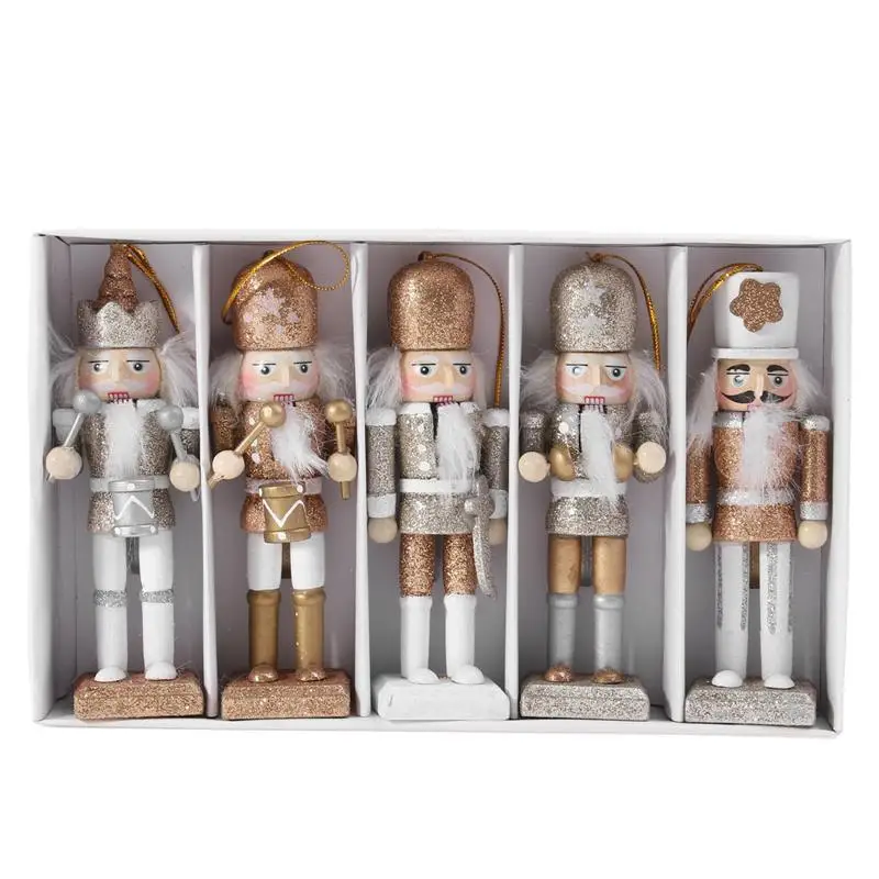 

1 Set Christmas Wooden Doll home decor Christmas Nutcracker Doll Pendant Creative Glittering Powder Doll Ornament for navidad