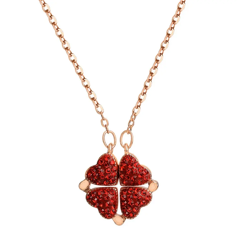 Корейская версия четырехлистного клевера ожерелье Любовь Сплит складной кулон