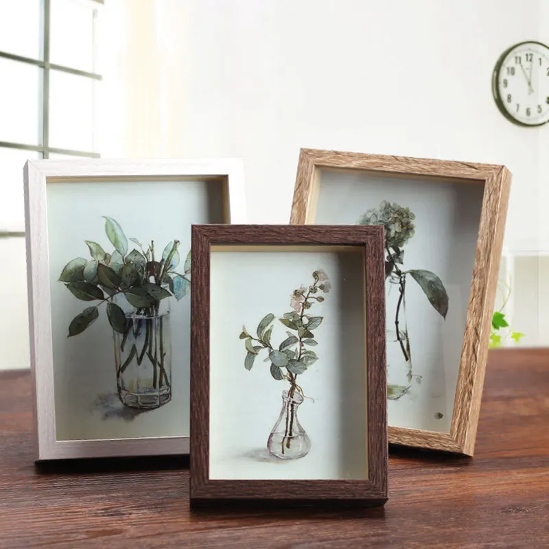 Современная фоторамка из твердой древесины простая деревянная прямоугольная