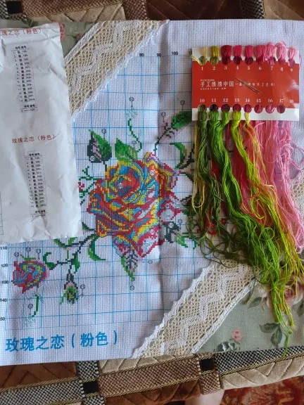 Набор для вышивки сделай сам наволочка из акриловой пряжи с цветами розы чехол