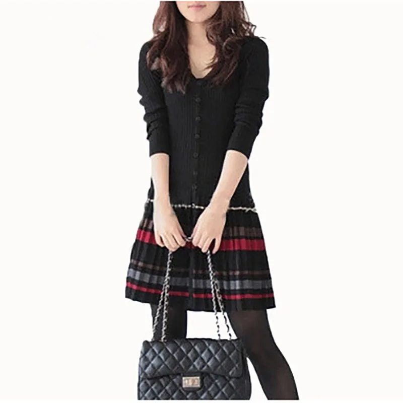 Новый 2020 на весну и зиму платье с длинным рукавом размера плюс Цельнокроеное