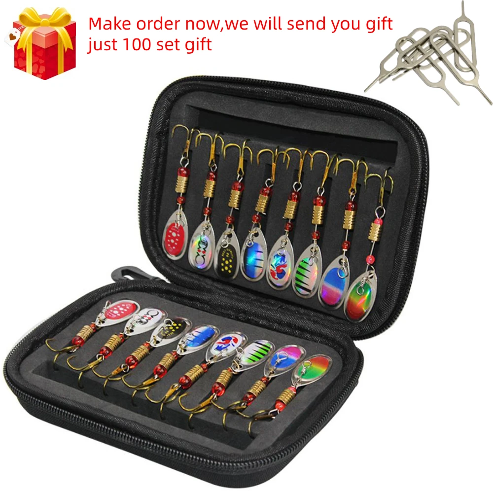 16 шт. рыболовные приманки блесны набор ложек с снасти Сумка форель бас лосось