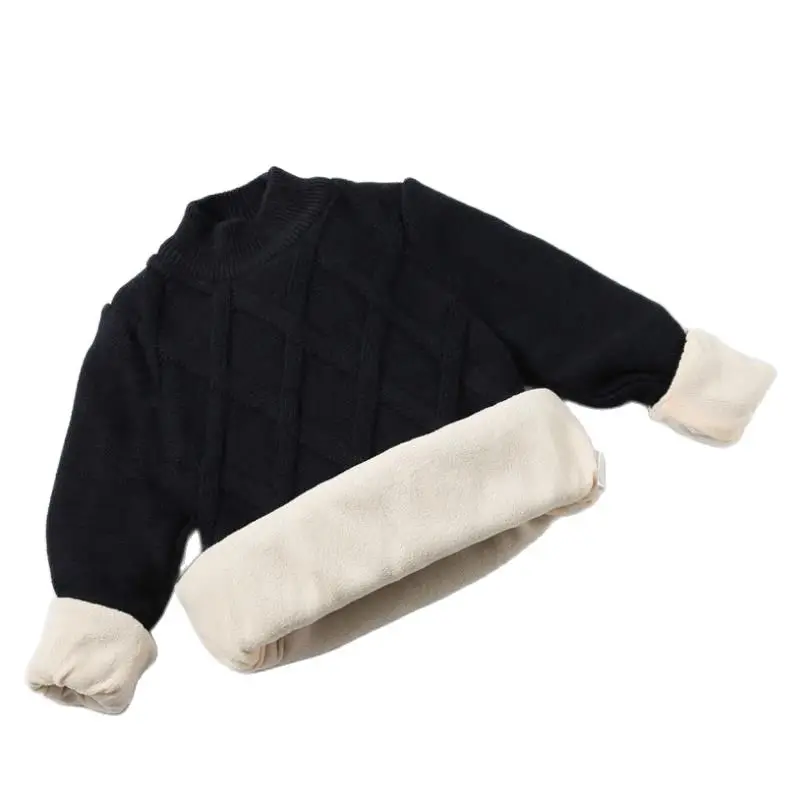 New boys cotton Plus velvet Warm Pullovers plush inside sweaters girls Winter Autumn Knitted Loose jacket 2-10Y child tops