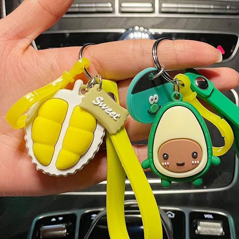 

Toy Fashion Simulation Avocado Keychain Cartoon Fruit Keychain PVC Soft Rubber Doll Student School Bag Pendant