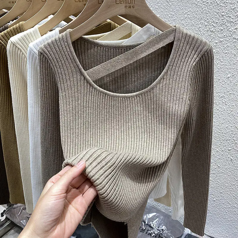 

Sexy Lady Woman Girl Sweaters Spring French O-neck Sweater Slim Clothing Vest Top Fiting Pull Women Coat Cloth hollowed Pullover