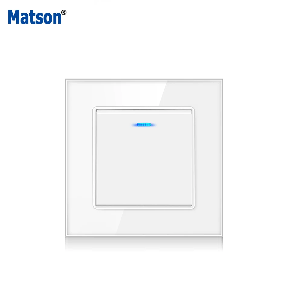 

Matson EU/UK Standard, Wall Switch, Crystal Tempered Glass Panel, Power Light Switch,Rocker Switch1/2/3Gang1Way, AC110-250V 16A