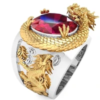 punk domineering carved dragon rings for men 3d three dimensional european and american style ring fashion jewelry on party