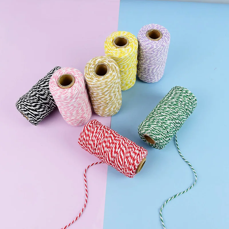 

100Meters 2mm Cotton Rope Double Color Twine String Cords Wedding Party DIY Gift Packing Rope Decor Home Handmade Craft Supplies