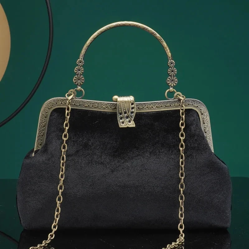 

Vintage Velvet Lock Shell Bag Bags 2021 NEW Hand Bag Women's Handbags Purses Chain Women Shoulder Crossbody Bag