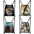 Сумка на шнурке с мультяшным рисунком Тотороспирированным рисунком, женские сумки для хранения, женская сумка для доставки, модный холщовый рюкзак, дорожная сумка для девочек