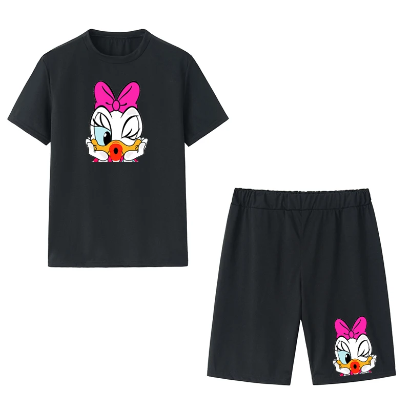 

Disney Outfits for Woman Shorts Sets Summer Kawaii Cartoon Tracksuits O Neck Short Sleeve Sports Suits Jogging Running Clothing