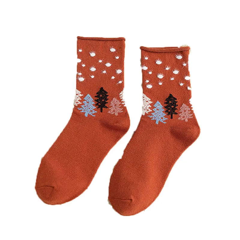 

Japanese Harajuku Style Cartoon Christmas Socks Women with Fluff Yarn Autumn Winter Funny Socks for Ladies