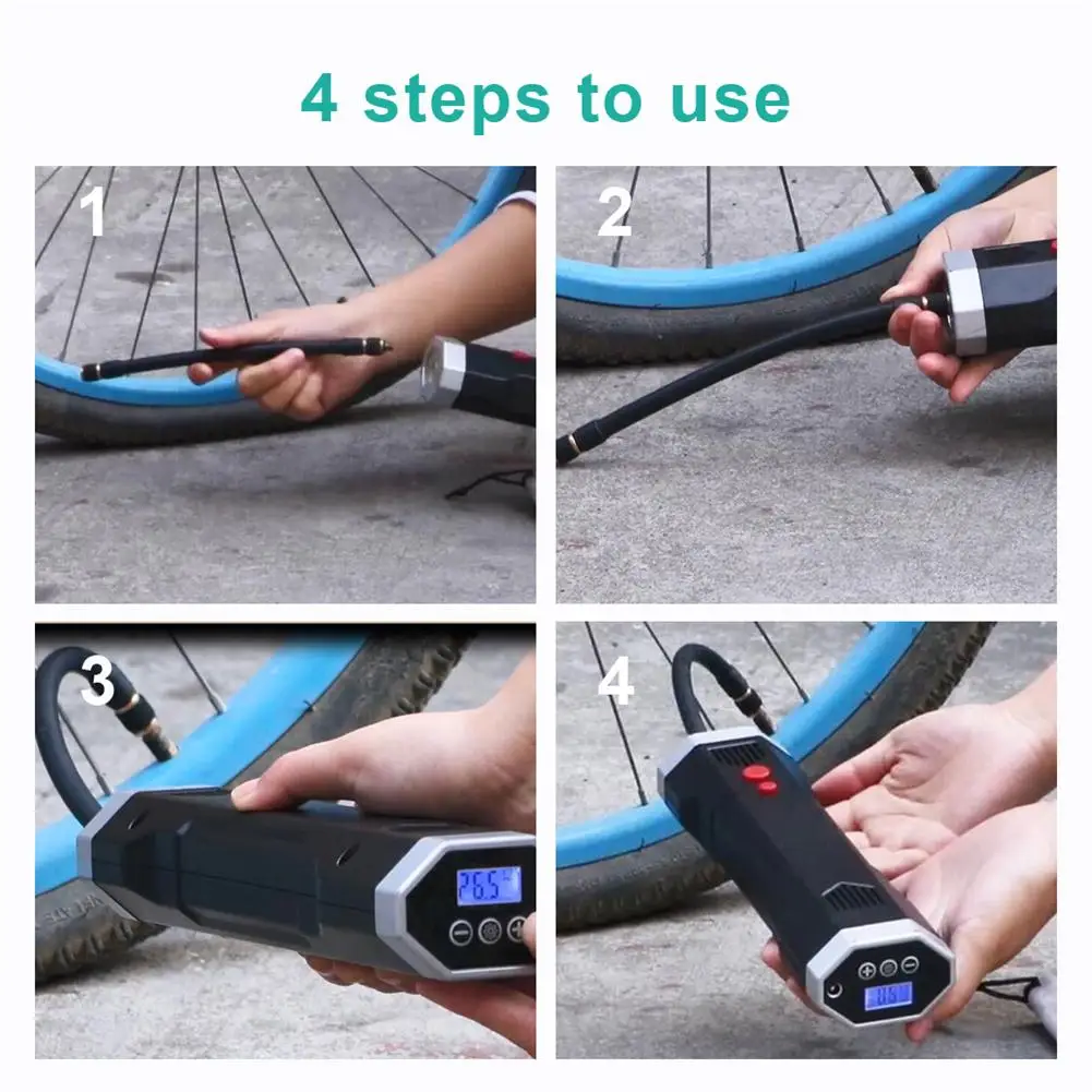 

12V Air Compressor Car Tyre Inflator Mini Portable Electric Auto Pump 150 PSI Tire Inflator For Moto Bicycle LED Light Tire Pump