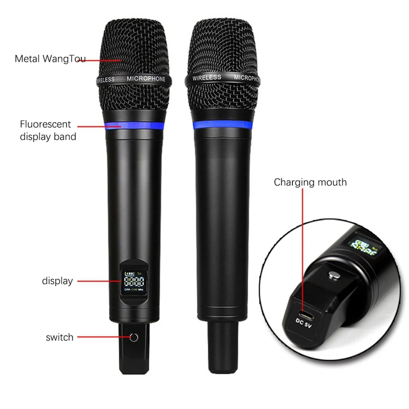 U Stage Wireless Microphone USB RCA MIC Handheld UHF Mic With Receiver For KTV Karaoke Party | Электроника