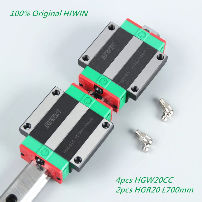 

2pcs ORIGINAL HIWIN HGR20-L700mm linear guide rail + 4pcs HGW20CC linear flanged Carriage block