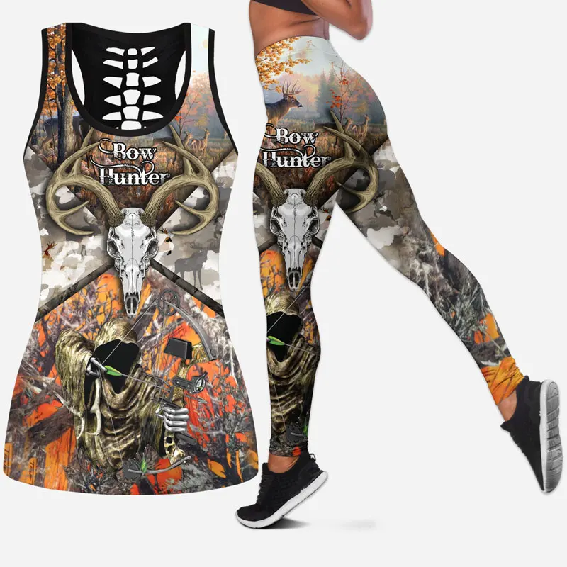 

Skull Bow Deer Hunting Camo 3D Printed Hollow Tanktop Women Sexy Vest Girls Kawaii Tank tops 90s Clothes ropa mujer Drop ship