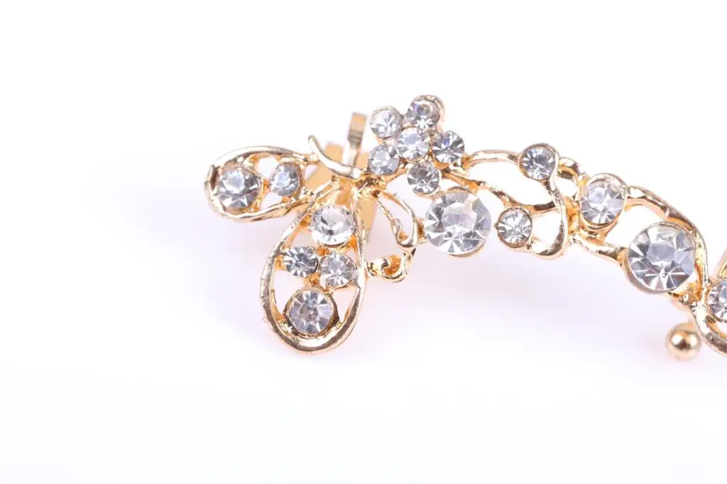 1 шт. новый дизайн шикарные ретро хрустальные бабочки цветы Золотые ушные манжеты