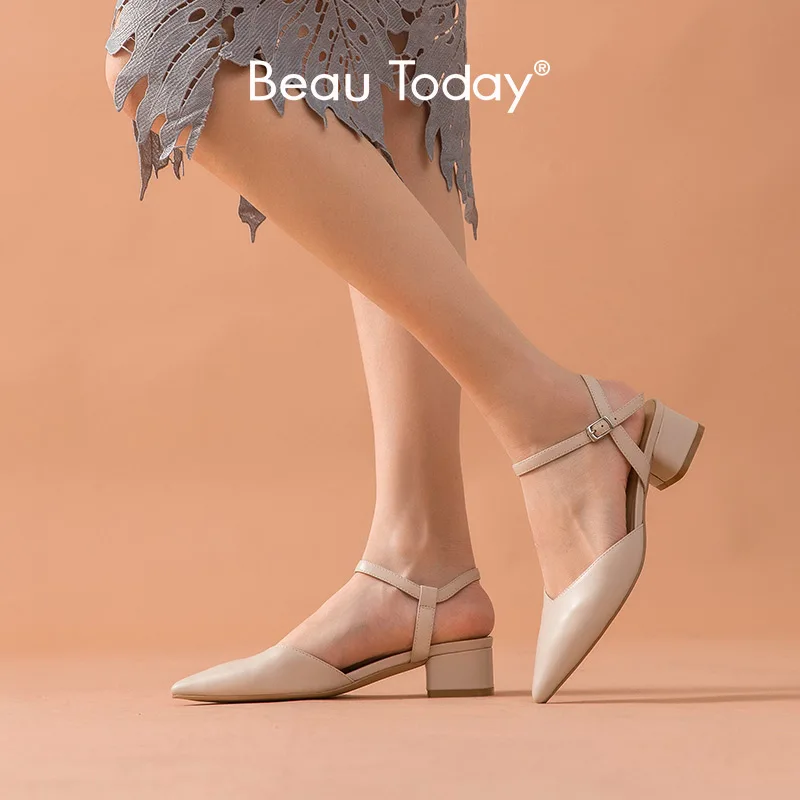 Женские босоножки из телячьей кожи BeauToday летние с острым носком и ремешком на