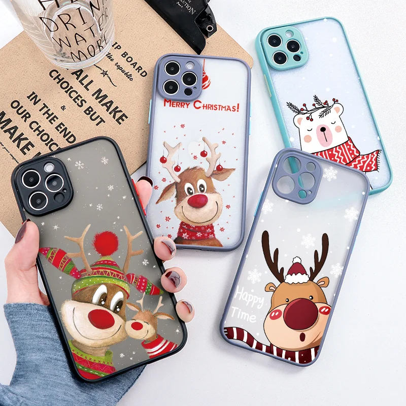 Чехлы для iPhone 13 12 Pro Max Mini с мультяшным рисунком рождественский подарок 11 XS MAX X XR SE