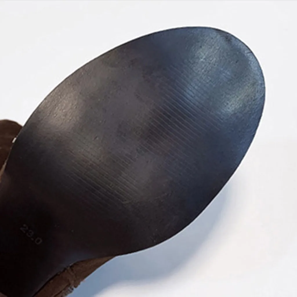 Высокие сапоги из эластичной ткани и замши женские модные зимние выше колена на