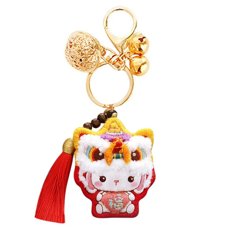 

Traditional Lion Embroidery Diy Handmade Material Package Self-embroidered Pouch Pendant Keychain Safe Pendant Gift 2021