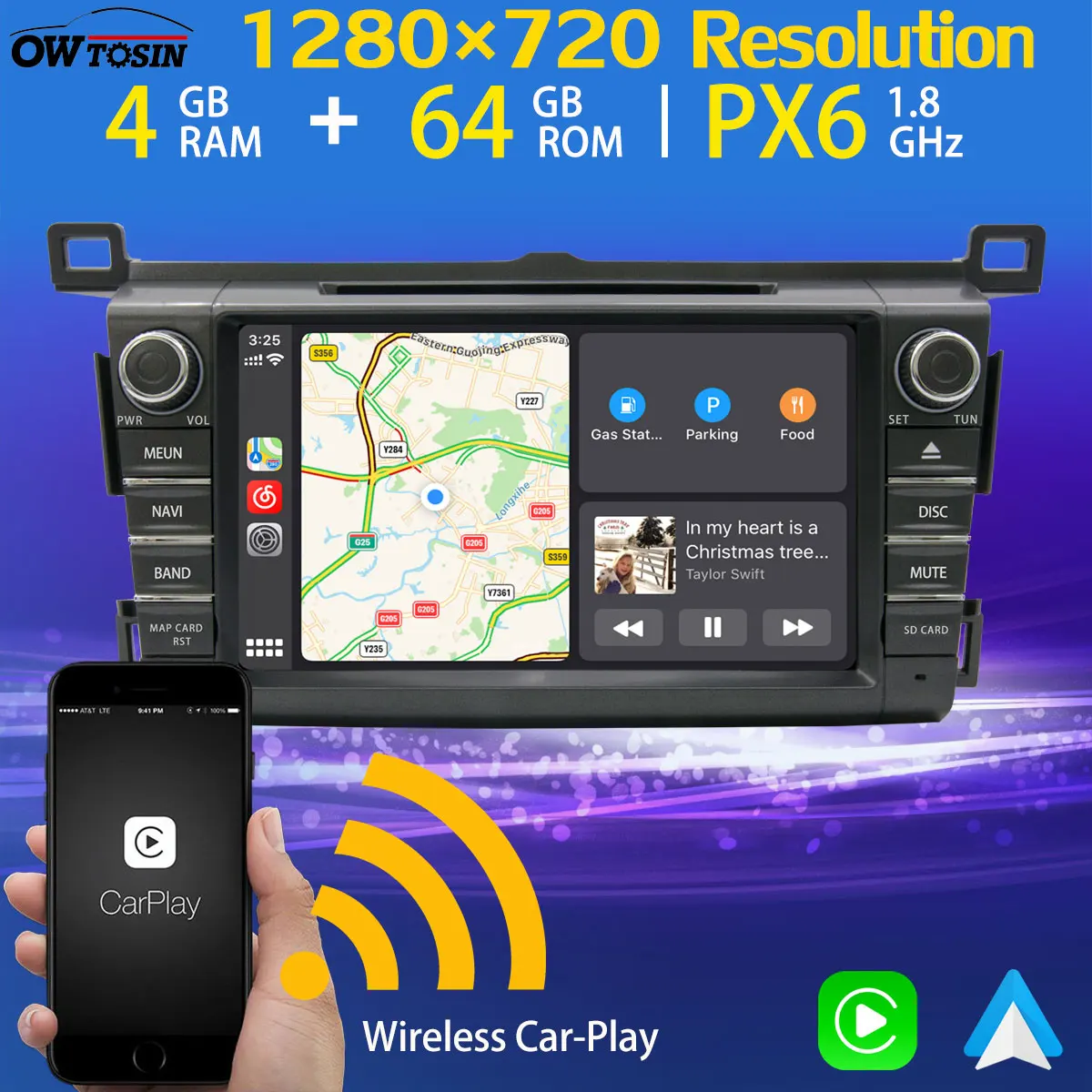 8 &quot1280*720P PX6 4G + 64G Android 10 автомобильный DVD мультимедийный плеер для Toyota RAV4 2013 2019 GPS
