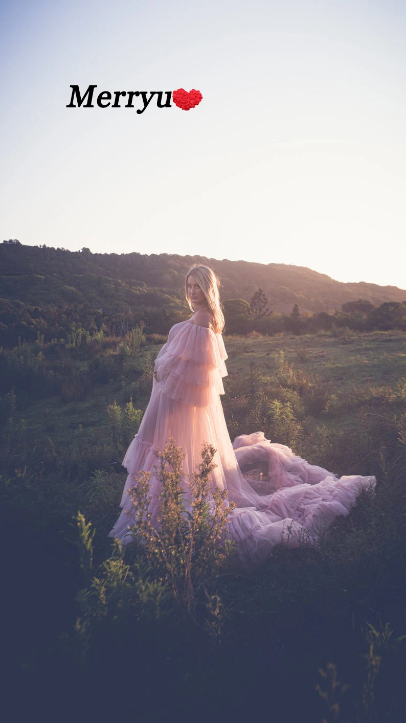 

Розовые платья для выпускного Blshing красивые платья для беременных с длинным пышным рукавом из тюля с открытой спиной Формальные Вечерние платья