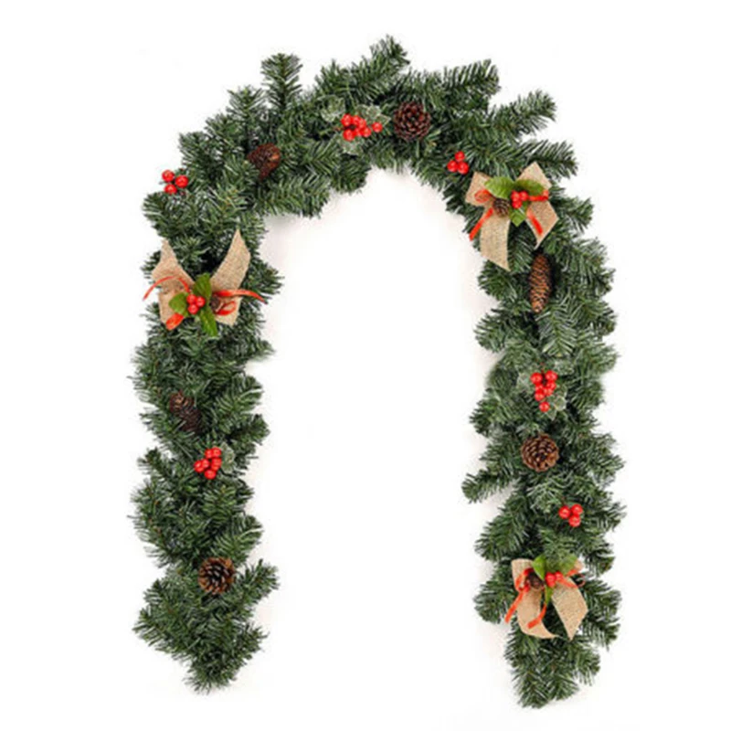 

1.8M Christmas Artificial Garland Ornament Rattan Wedding Arch Decoration Garland With Pine Cones Berries Decor Christmas
