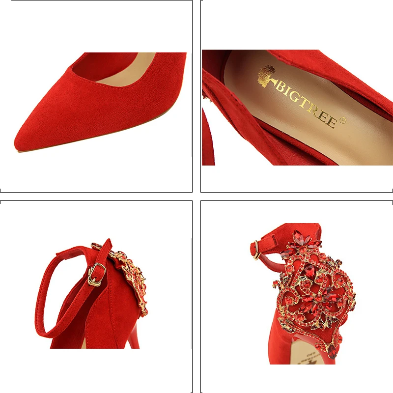 Женские туфли на высоком каблуке красные вечерние с открытым носком обувь для