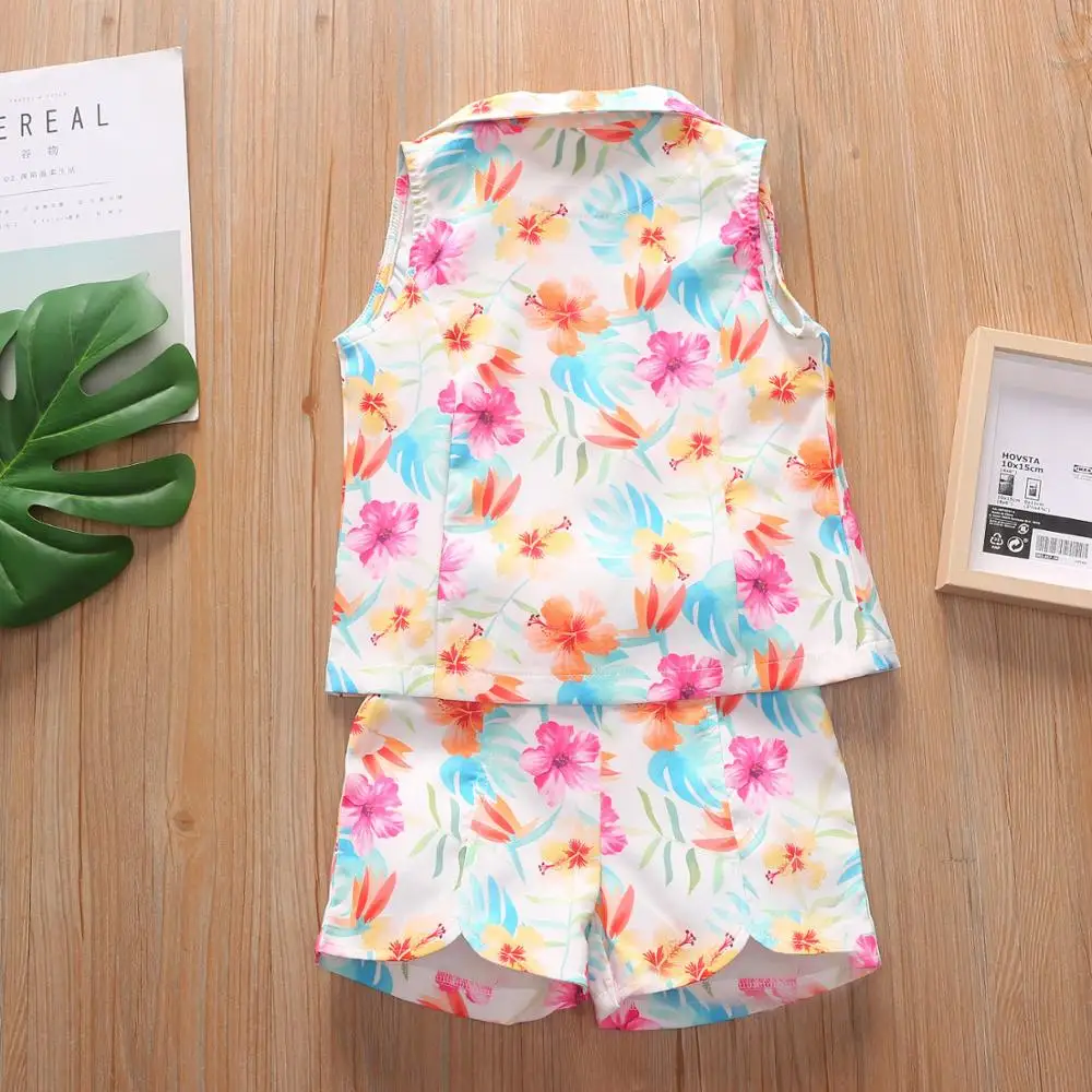 Летние комплекты одежды в европейском и американском стиле жилет с цветами +